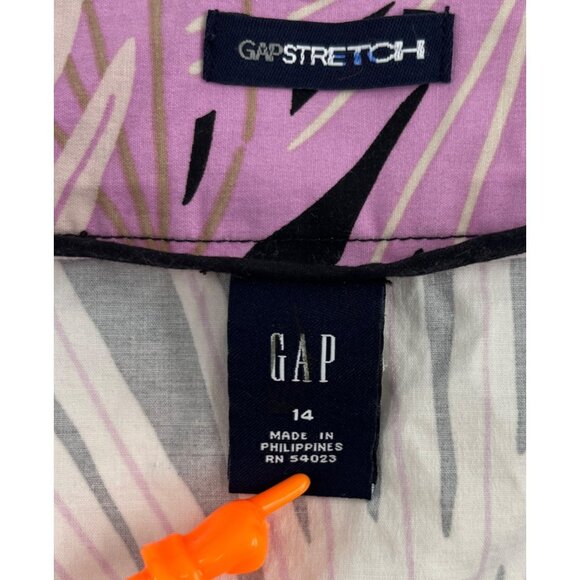 Gap Women's A-Line Skirt Size 14 Pink Black Tropical Palm Print Cotton Blend - Picture 3 of 5